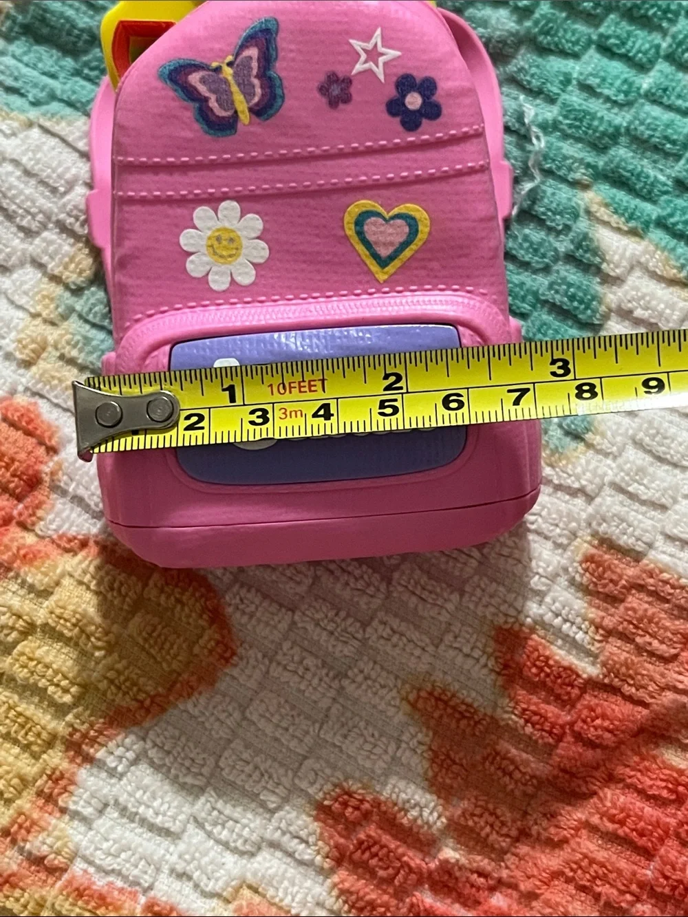 Pink Kids Mini Backpack with Butterfly & Heart Patches